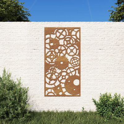 vidaXL Vrtni zidni ukras 105 x 55 cm čelik COR-TEN s uzorkom zupčanika