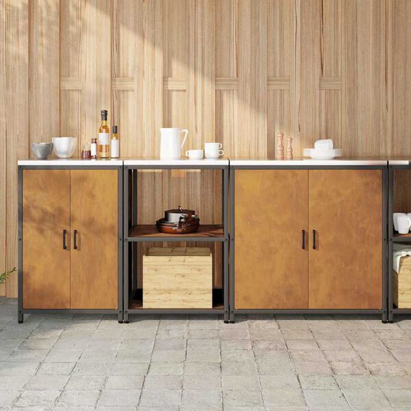 vidaXL Kuhinjski set za pohranu s policom Ostalo 3 pcs Rđa Čelik