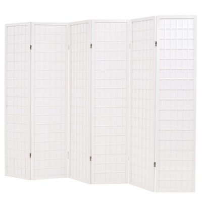 vidaXL Sklopiva sobna pregrada sa 6 panela u japanskom stilu 240x170 cm bijela
