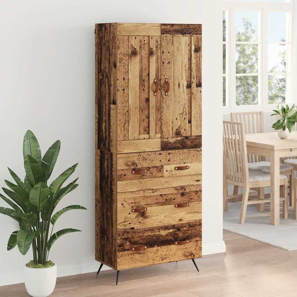 vidaXL Highboard Staro drvo 69,5 x 34 x 180 cm Konstruirano drvo
