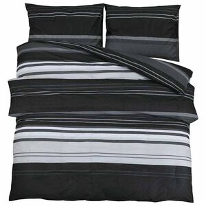 vidaXL Set navlaka za poplun crne pruge 260x220 cm pamuk