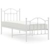 vidaXL Metalni okvir kreveta uzglavlje i podnožje bijeli 75x190 cm
