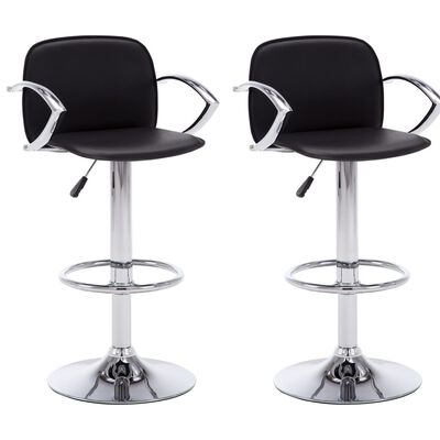 vidaXL Barski stolci s naslonima za ruke od umjetne kože 2 kom crni