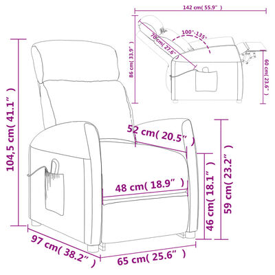 vidaXL Fotelja na podizanje od tkanine tamnozelena