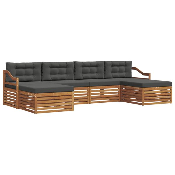 vidaXL Setovi sofa 6 pcs Prirodna i antracit Čvrsto drvo akacije