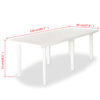 vidaXL Vrtni stol od plastike bijeli 210 x 96 x 72 cm