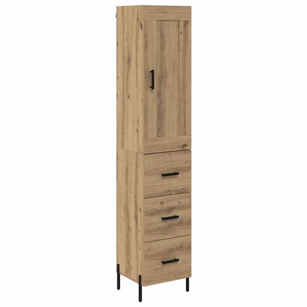 vidaXL Highboard Umjetnički hrast 34,5 x 34 x 180 cm Konstruirano drvo