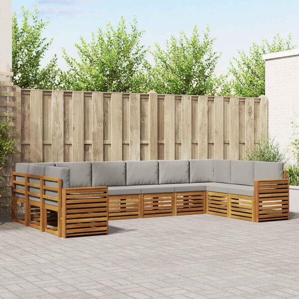 vidaXL Sekcijska garnitura s jastukom 10 pcs Prirodna i svijetlo siva