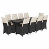 vidaXL 11-dijelni vrtni bistro set od poliratana s jastucima crni