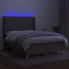 vidaXL Krevet box spring s madracem LED smeđesivi 140x200 cm tkanina