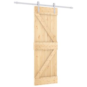 vidaXL Klizna vrata Prirodna i bijela 70 x 210 cm Čvrsta borovina