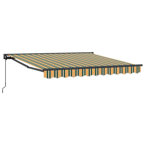 vidaXL Skrovita tenda Zelena i žuta 350 x 250 cm Poliester i metal