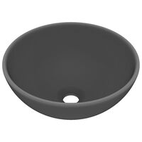 vidaXL Luksuzni okrugli umivaonik mat tamnosivi 32,5 x 14 cm keramički