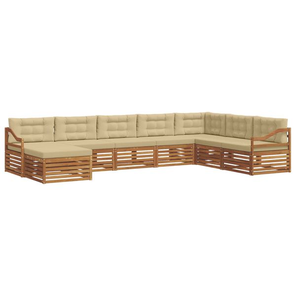 vidaXL Set vanjskih sofa 8 pcs Prirodna i bež Čvrsto drvo akacije