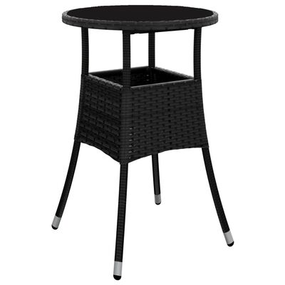 vidaXL Vrtni stol Ø 60 x 75 cm od kaljenog stakla i poliratana crni