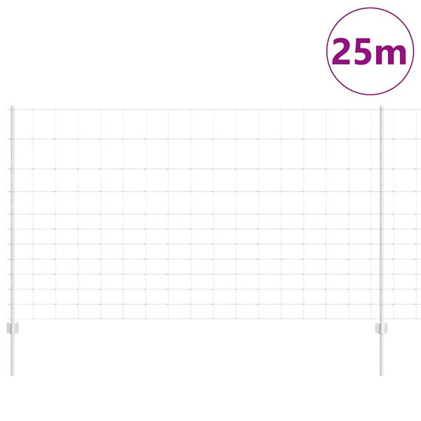 vidaXL Ograda s postovima Srebrno 1,4 x 25 m Čelik