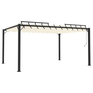 vidaXL Sjenica s re&scaron;etkastim krovom 3 x 4 m krem tkanina i aluminij