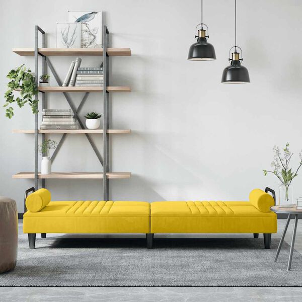 vidaXL Kauč na razvlačenje s naslonima za ruke žuti bar&scaron;unasti