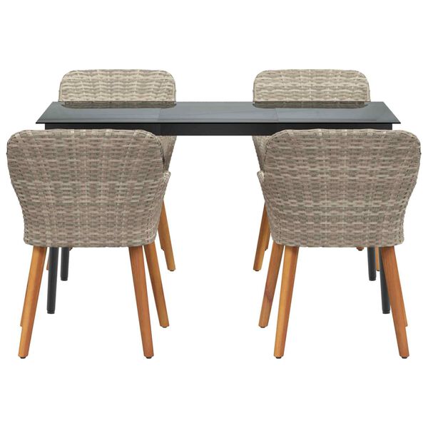 vidaXL Vrtni set za objed s jastukom 5 pcs Svijetlo siva poliratan