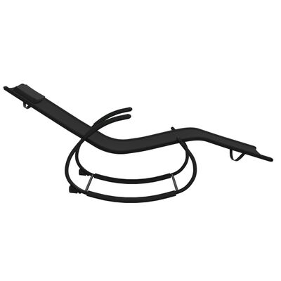 vidaXL Ljuljajuća ležaljka za sunčanje od crnog čelika i tekstilena