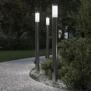 vidaXL Stupić s utičnicom 3 kom 110 cm od nehrđajućeg čelika IP44