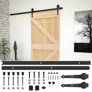 vidaXL Klizna vrata 100 x 210 cm Masivna borovina Prirodna i crna