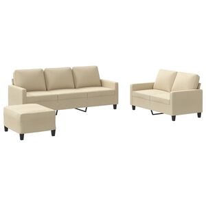 vidaXL 3-dijelni set sofa s jastucima krem od tkanine