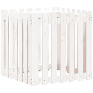 vidaXL Vrtna sadilica s izgledom ograde bijela 70x70x70 cm od borovine
