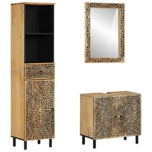 vidaXL 3-dijelni set kupaonskog namještaja od masivnog drva manga