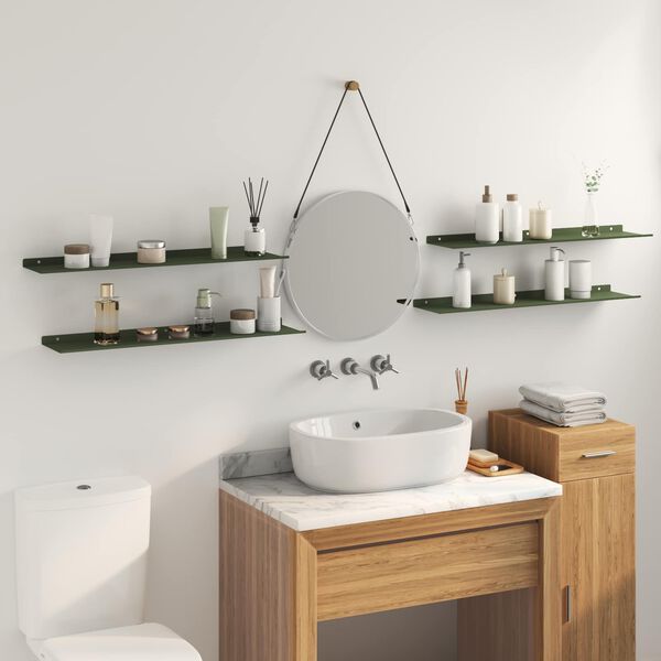 vidaXL Lebdeća polica 4 pcs Maslinasto zelena 80 x 18 x 2,5 cm Čelik