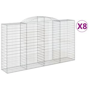 vidaXL Lučne gabionske ko&scaron;are 8 kom 300x50x160/180cm pocinčano željezo