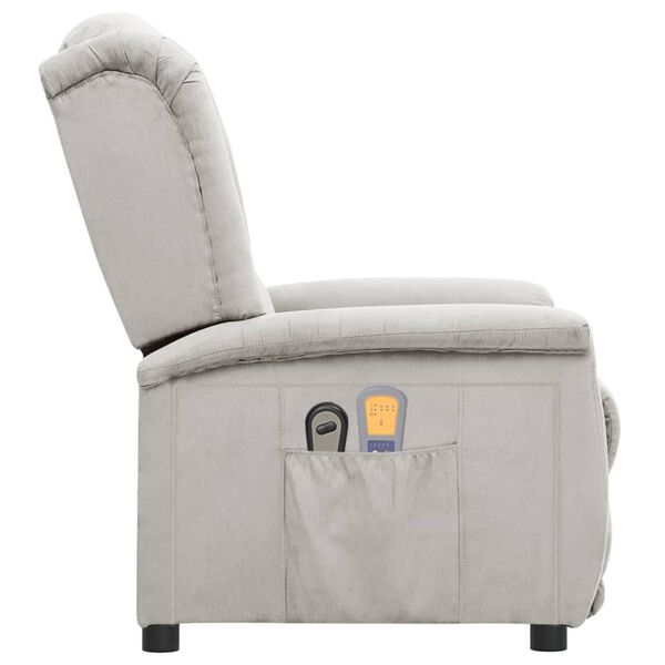 vidaXL Električna masažna fotelja od mikrovlakana svjetlosiva