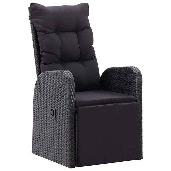 vidaXL Vanjski set za objedovanje s jastukom 11 pcs Crna Poli ratan