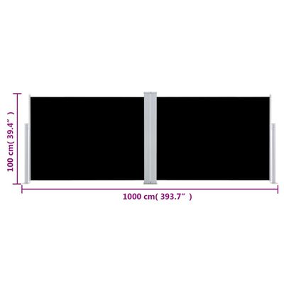 vidaXL Uvlačiva bočna tenda 100 x 1000 cm crna