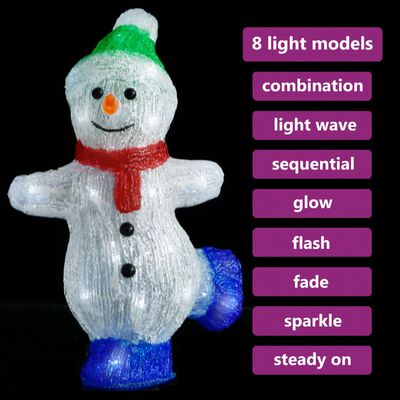 vidaXL LED božićna akrilna figura snjegovića unutarnja i vanjska 30 cm