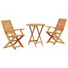 vidaXL Sklopivi bistro set 3 kom. Smeđa Čvrsto drvo akacije
