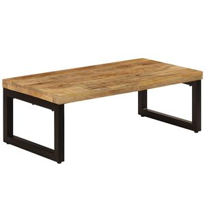 vidaXL Stolić za kavu 100 x 50 x 35 cm od masivnog drva manga i čelika