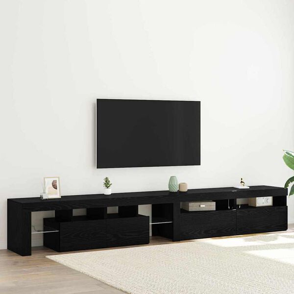 vidaXL TV ormar 3 pcs Crni hrast 260 x 37 x 40 cm Konstruirano drvo