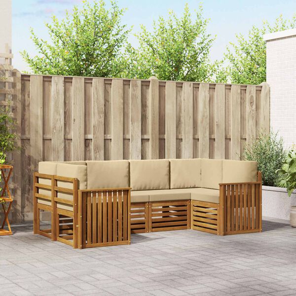 vidaXL Sekcijska garnitura 6 pcs Prirodna Čvrsto drvo akacije