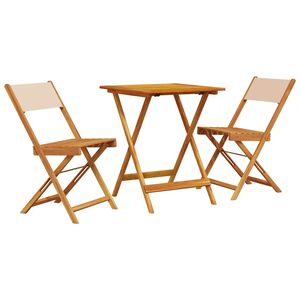 vidaXL 3-dijelni bistro set od tkanine i masivnog drva krem bež