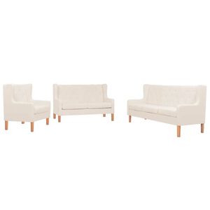 vidaXL 3-dijelni set sofa od tkanine krem bijeli
