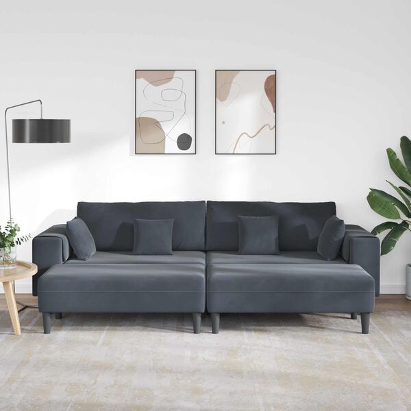 vidaXL Sofa s jastukom 3 pcs Tamno siva Bar&scaron;un