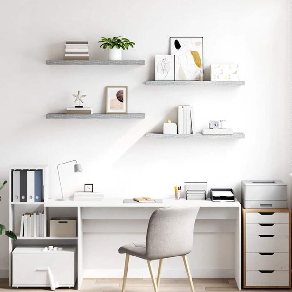 vidaXL Plutajuće zidne police 4 kom boja betona 90x23,5x3,8 cm MDF