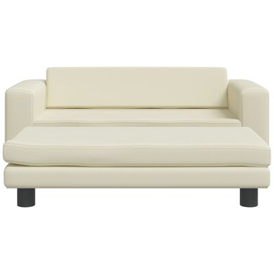 vidaXL Dječja sofa s tabureom krem 100 x 50 x 30 cm od umjetne kože