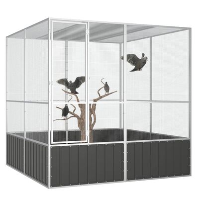 vidaXL Kavez za ptice antracit 213,5x217,5x211,5 cm pocinčani čelik