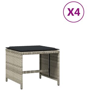 vidaXL Vrtni taburei s jastucima 4 kom 41x41x36 cm od poliratana