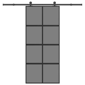 vidaXL Klizna vrata s priborom 90 x 205 cm kaljeno staklo i aluminij