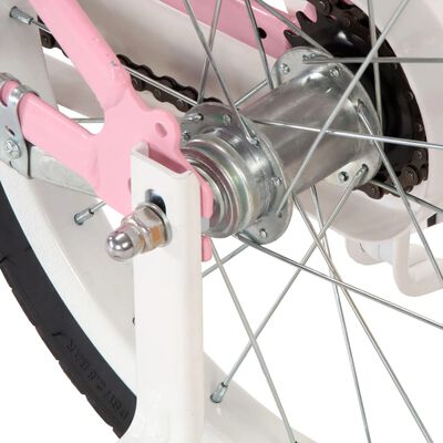 vidaXL Dječji bicikl s prednjim nosačem 14 inča bijelo-ružičasti