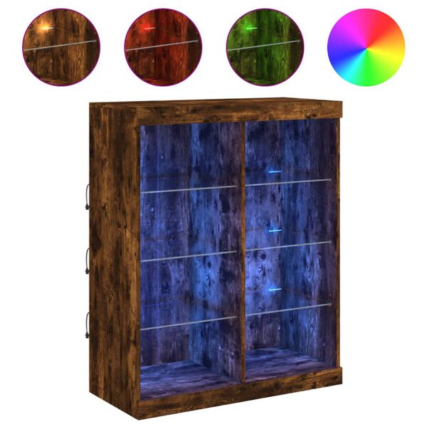 vidaXL Komoda s LED svjetlima boja dimljenog hrasta 81x37x100 cm