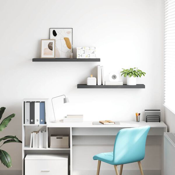 vidaXL Plutajuće zidne police 2 kom sjajne sive 90 x 23,5 x 3,8 cm MDF